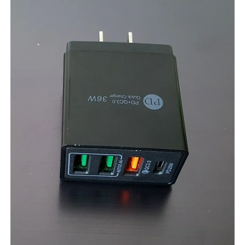 Fast PD Wall Charger 4 Ports Type C and USB A QC 3.0 Quick Charge